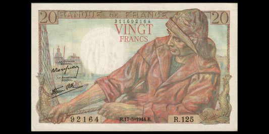FRANCE - 20 Francs Pécheur 1944 F.13.09, P.100a pr.NEUF / UNC-
