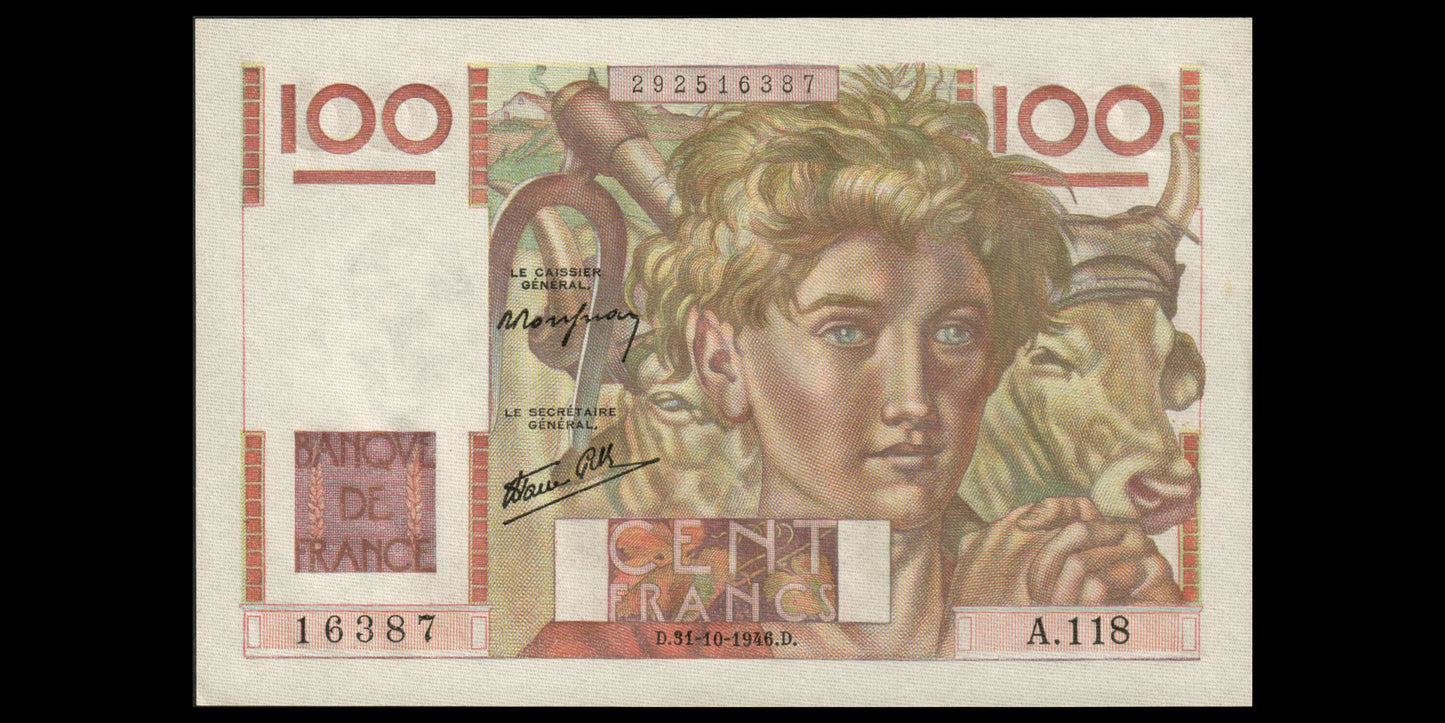 FRANCE - 100 Francs Jeune Paysan 1946 F.28.10, P.128a pr.NEUF / UNC-