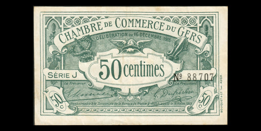 FRANCE - Chambre de Commerce Auch, Gers, 50 Centimes 1916 JP.15.09 TTB+ / VF+