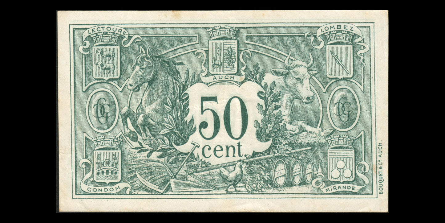 FRANCE - Chambre de Commerce Auch, Gers, 50 Centimes 1916 JP.15.09 TTB+ / VF+