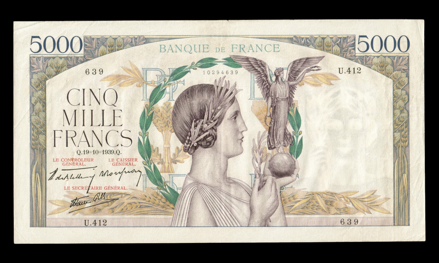 FRANCE - 5000 Francs Victoire 1939 F.46.15, P.97a TTB / VF
