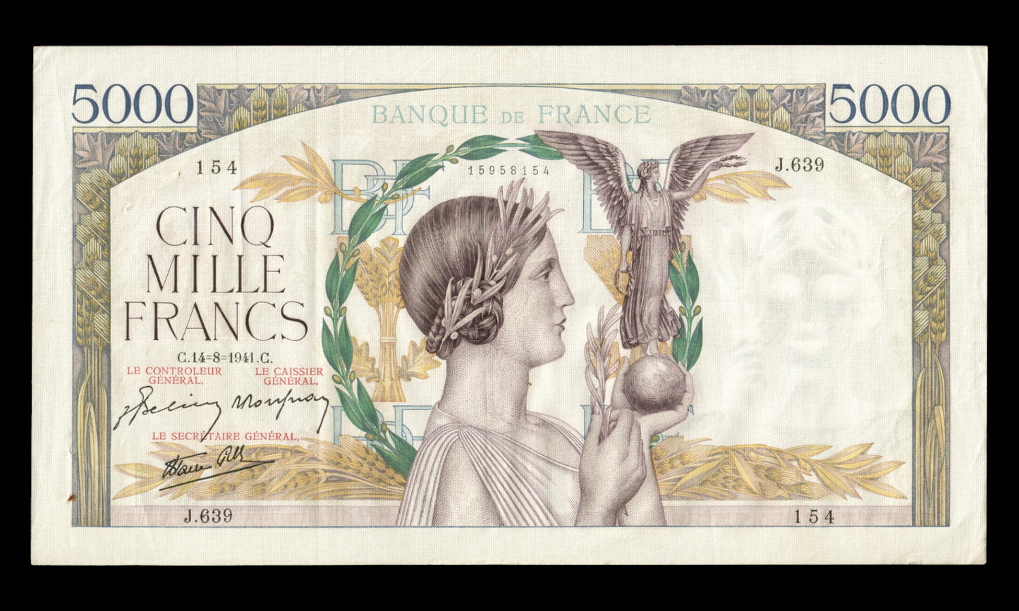 5000 Francs Victoire 1941 F.46.25, P.97c TTB / VF