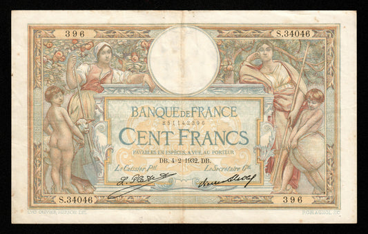 FRANCE - 100 Francs Merson Grands Cartouches 1932 F.24.11 P.78b TTB / VF