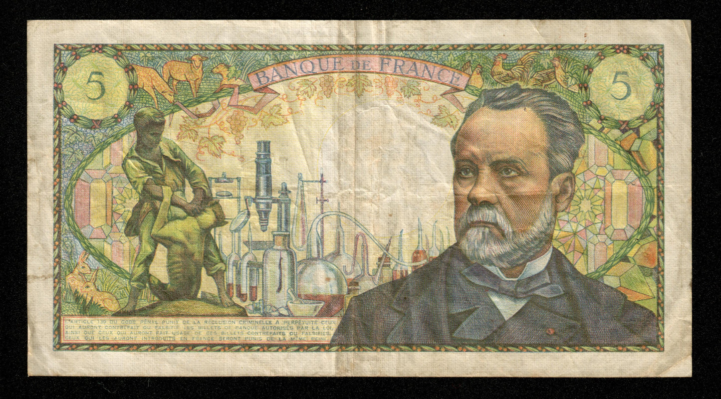 FRANCE - 5 Francs Pasteur 1966 F.61.04, P.146a TTB / VF