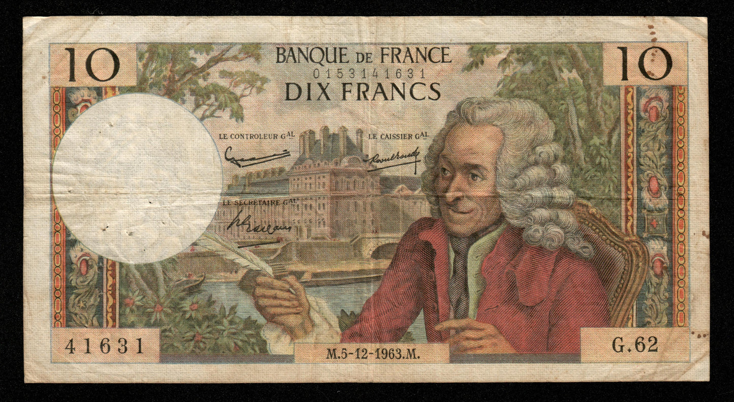 FRANCE - 10 Francs Voltaire 1963 F.62.06 P.147a TB / Fine