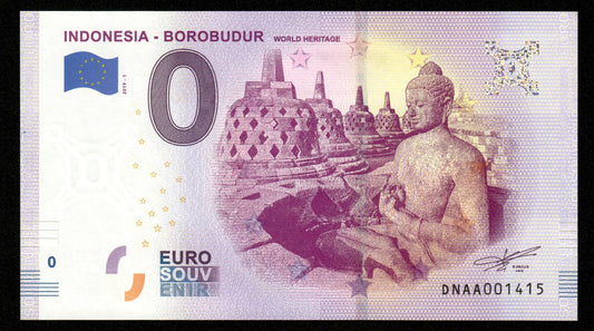 Billet Souvenir 0 Euro - Indonesia, BOROBUDUR WORLD HERITAGE 2019-1 NEUF / UNC
