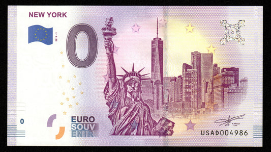 Billet Souvenir 0 Euro - USA, NEW YORK 2019-1 NEUF / UNC