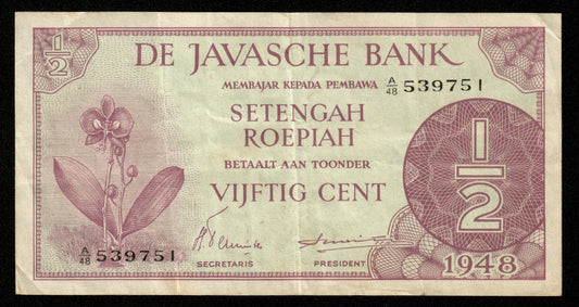 INDES NÉERLANDAISES - NETHERLANDS INDIES - 1/2 Roepiah (50 Cent) 1948 P.97 TTB / VF
