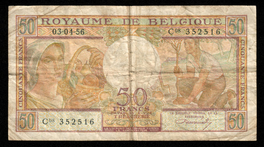 BELGIQUE - BELGIUM - 50 Francs 1956 P.133b TB / Fine
