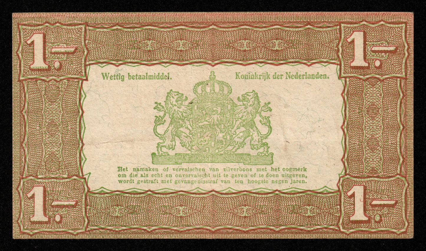 PAYS-BAS - NETHERLANDS - 1 Gulden 1938 Zilverbon P.61 TTB+ / VF+