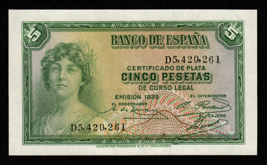 ESPAGNE - SPAIN - 5 Pesetas 1935 P.85a NEUF / UNC