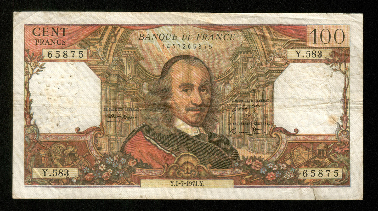 FRANCE - 100 Francs Corneille 1971 F.65.36 Pick 149c B+ / Good+