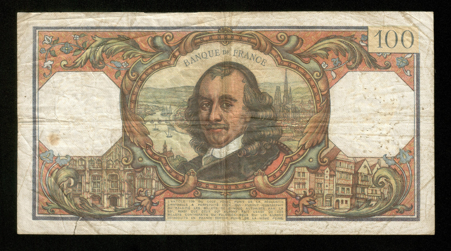 FRANCE - 100 Francs Corneille 1971 F.65.36 Pick 149c B+ / Good+
