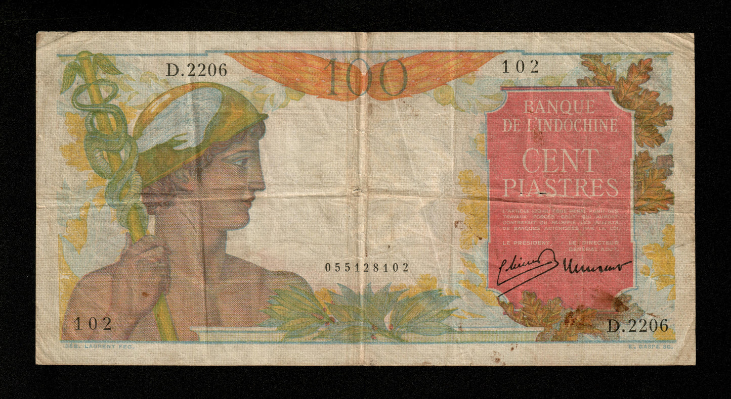 INDOCHINE FRANÇAISE - FRENCH INDOCHINA - 100 Piastres (1954) Pick 82b TB / Fine