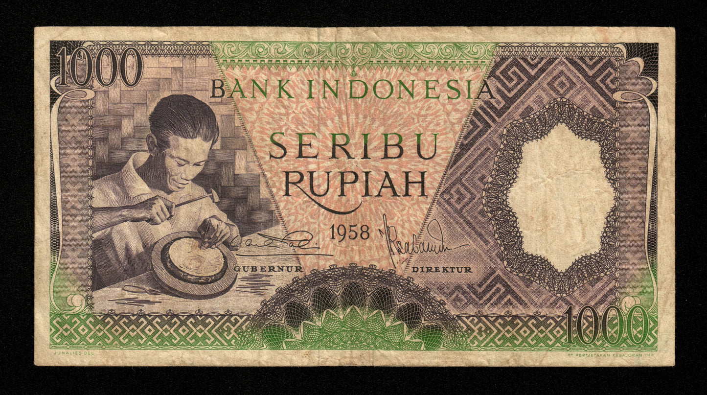 INDONÉSIE - INDONESIA - 1000 Rupiah 1958 Pick 62 TB / Fine