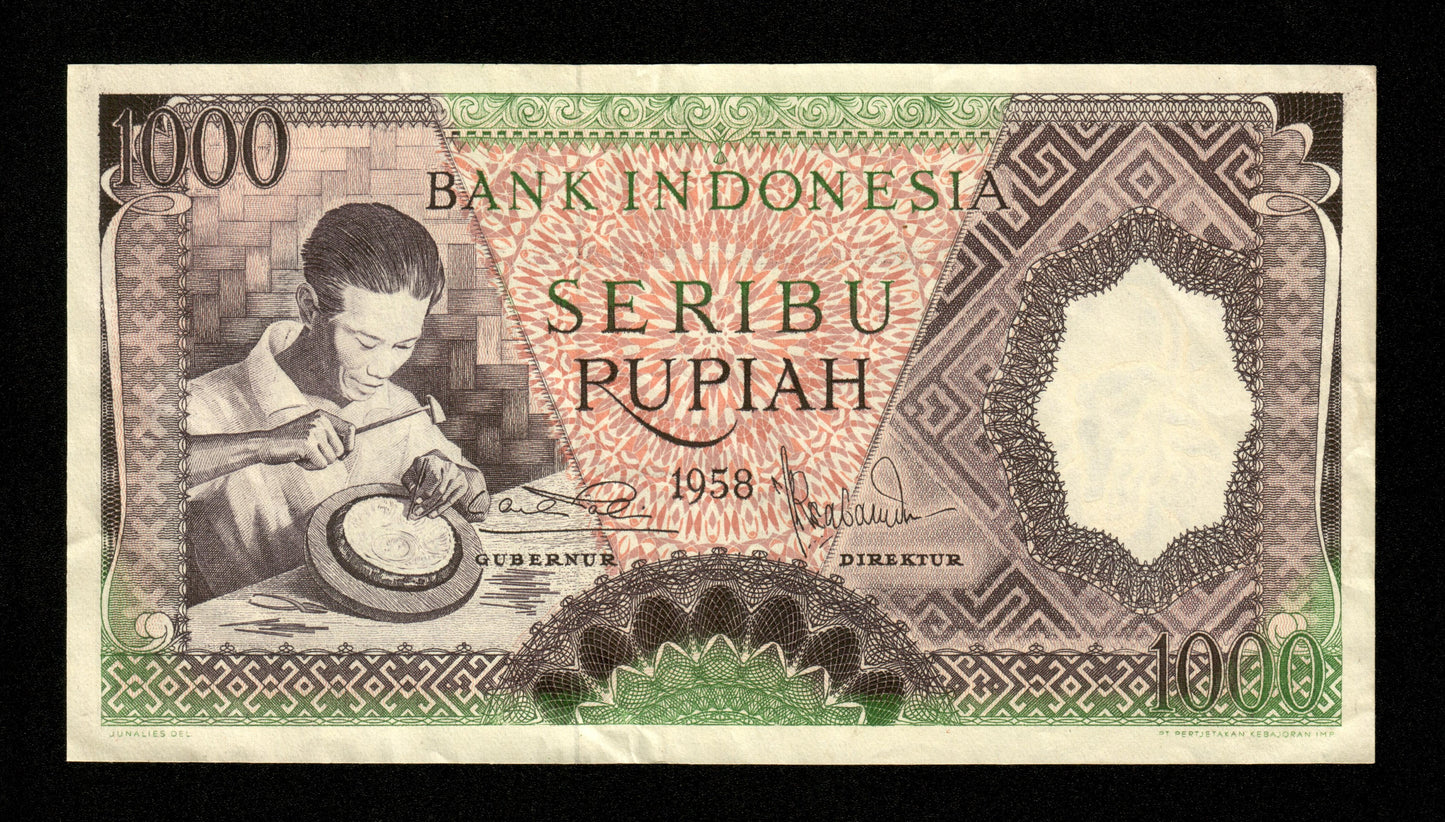 INDONÉSIE - INDONESIA - 1000 Rupiah 1958 Pick 62 TTB+ / VF+