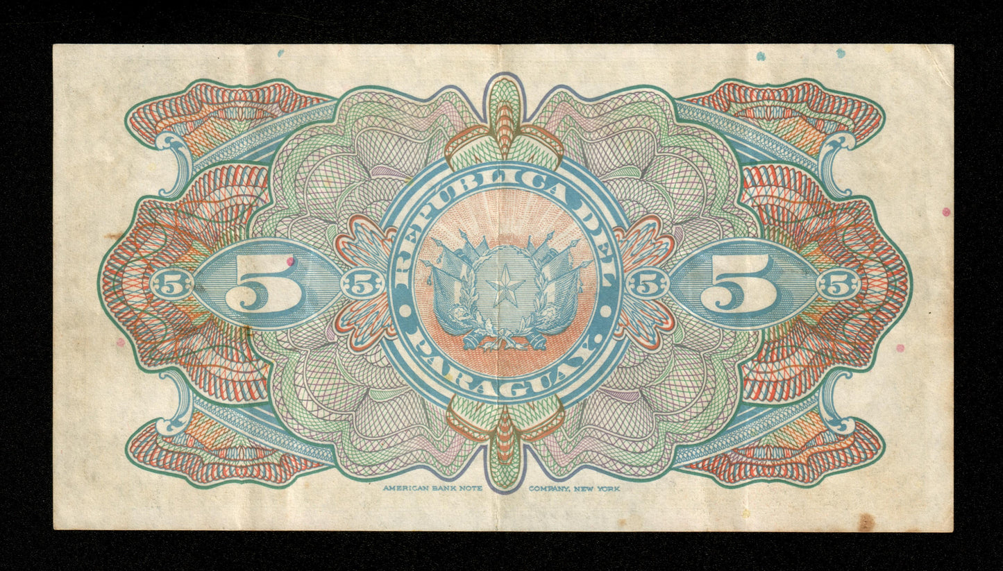 PARAGUAY - 5 Pesos Fuertes 1923 Pick 163a TTB / VF