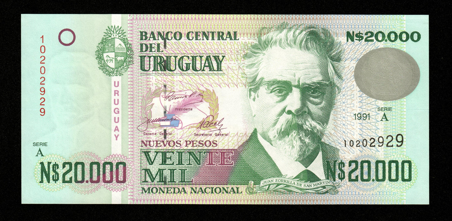 URUGUAY - 20000 Nuevos Pesos 1991 Pick 69b NEUF / UNC