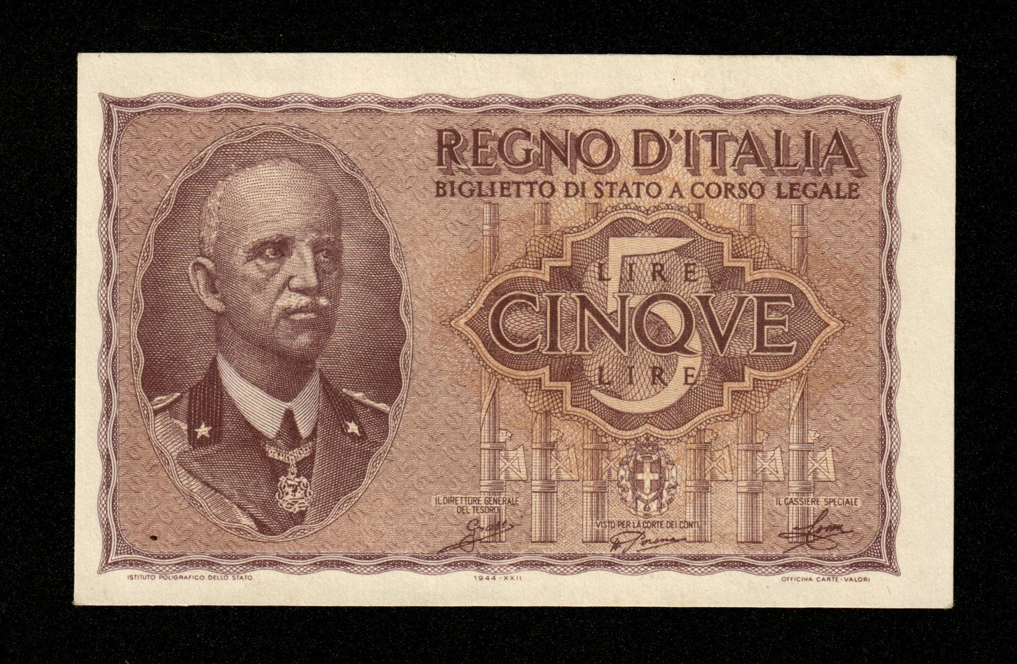 ITALIE - ITALY - 5 Lire 1944 Pick 28 SPL / AU