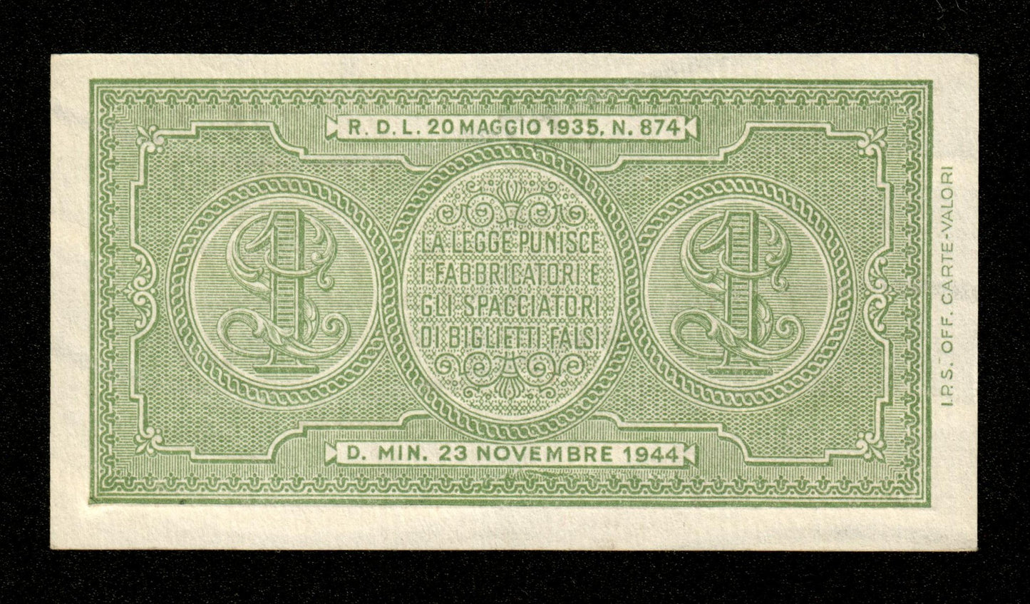 ITALIE - ITALY - 1 Lira 1944 Pick 29b NEUF / UNC