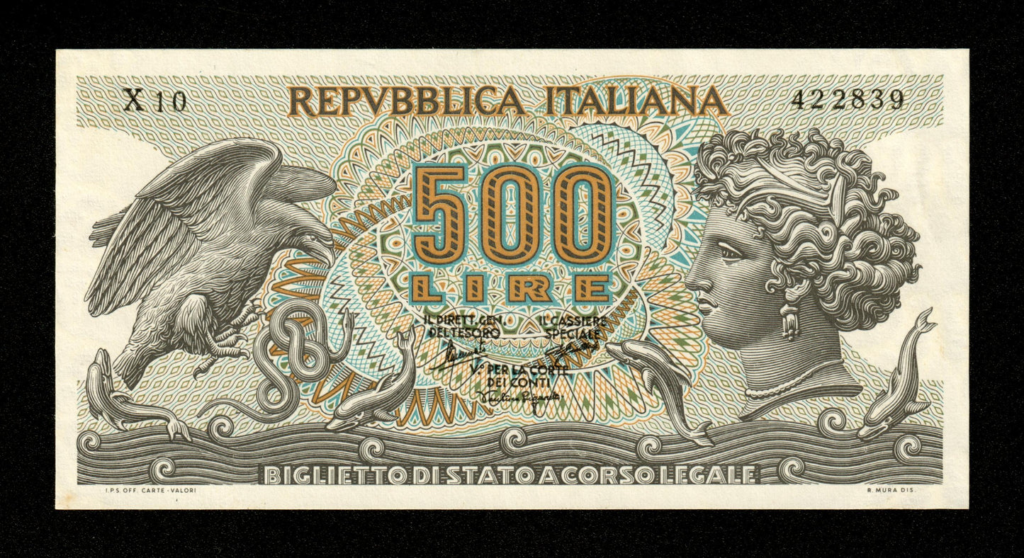 ITALIE - ITALY - 500 Lire 1966 Pick 93a pr.SPL / AU-