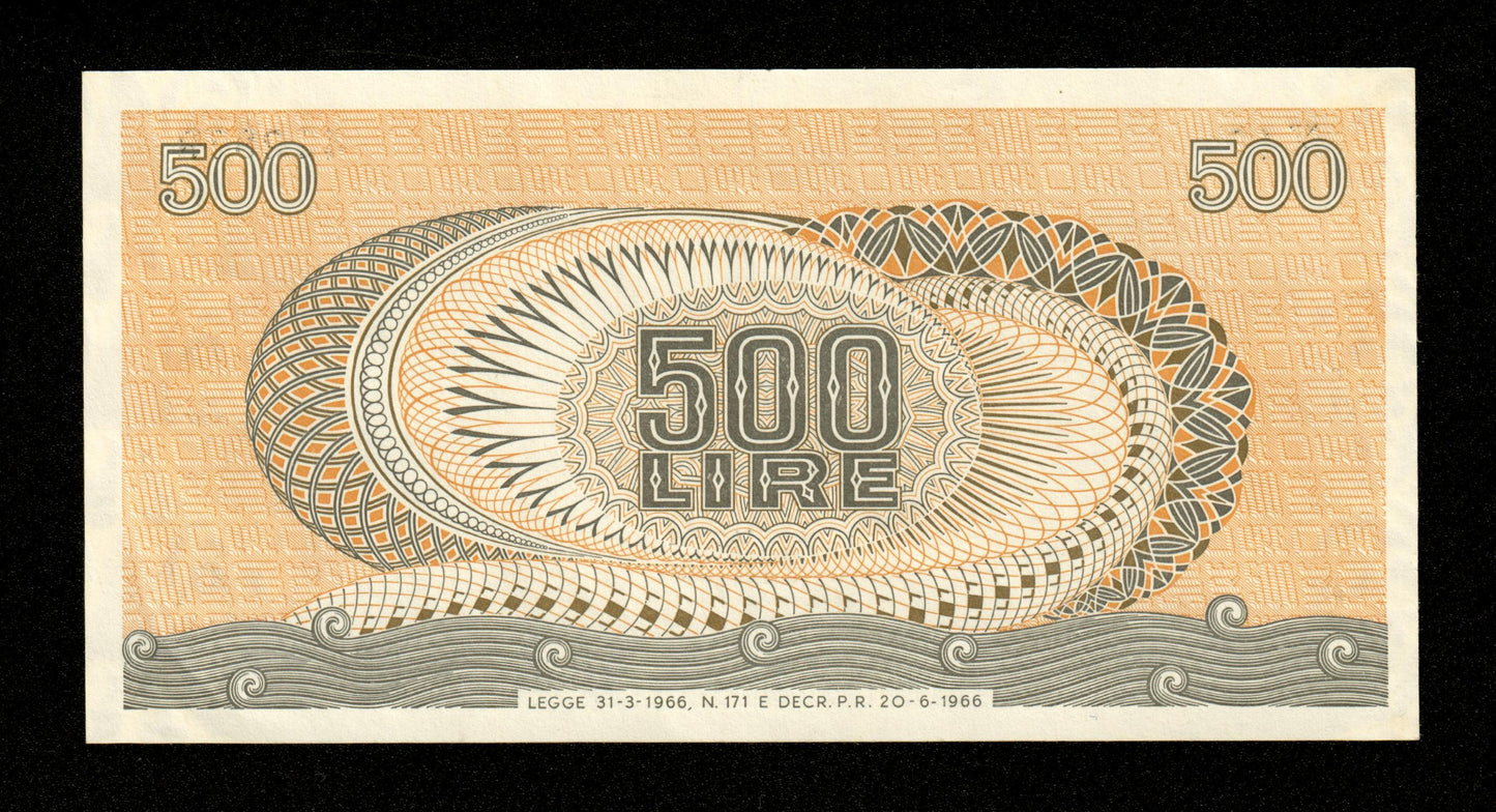 ITALIE - ITALY - 500 Lire 1966 Pick 93a pr.SPL / AU-