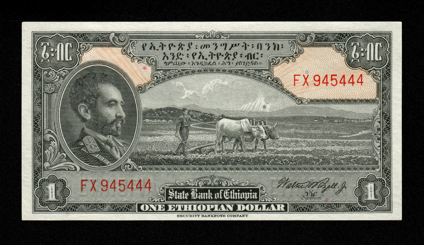 ÉTHIOPIE - 1 Ethiopian Dollar (1945) Pick 12c NEUF Rozell
