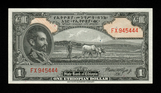 ÉTHIOPIE - 1 Ethiopian Dollar (1945) Pick 12c NEUF Rozell
