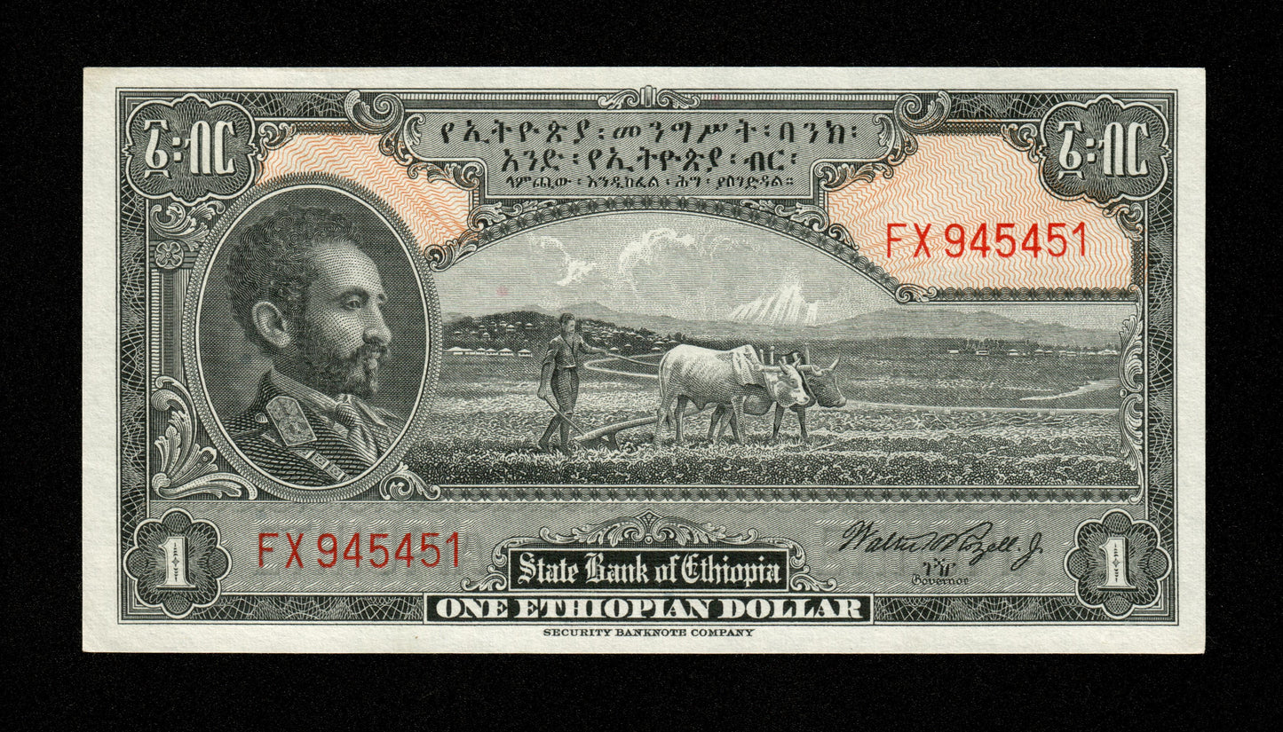 ÉTHIOPIE - 1 Ethiopian Dollar (1945) Pick 12c pr.NEUF / UNC- Rozell