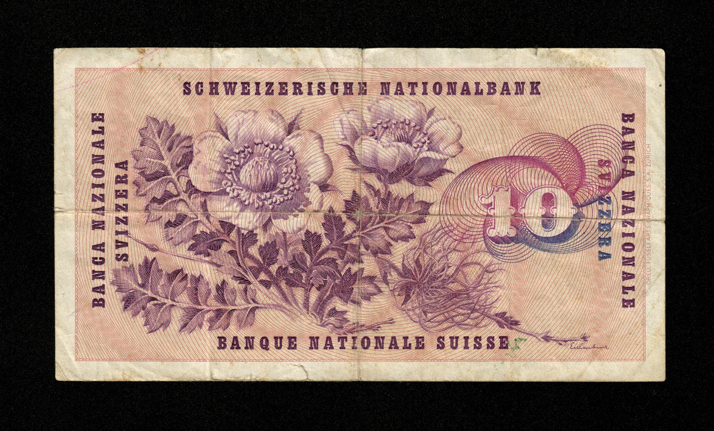 SUISSE - 10 Francs (Franken) 1964 Pick 45i B / Good