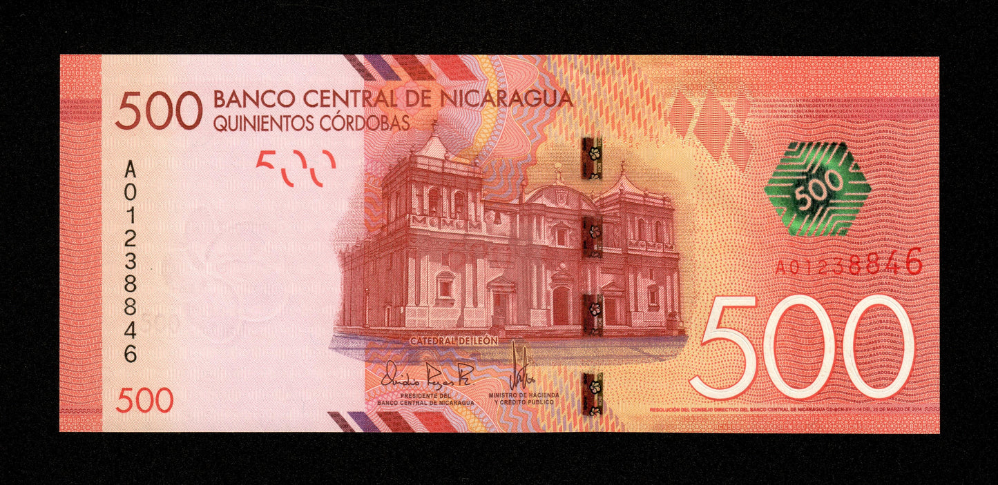 NICARAGUA - 500 Cordobas 2014 Pick 214a NEUF / UNC