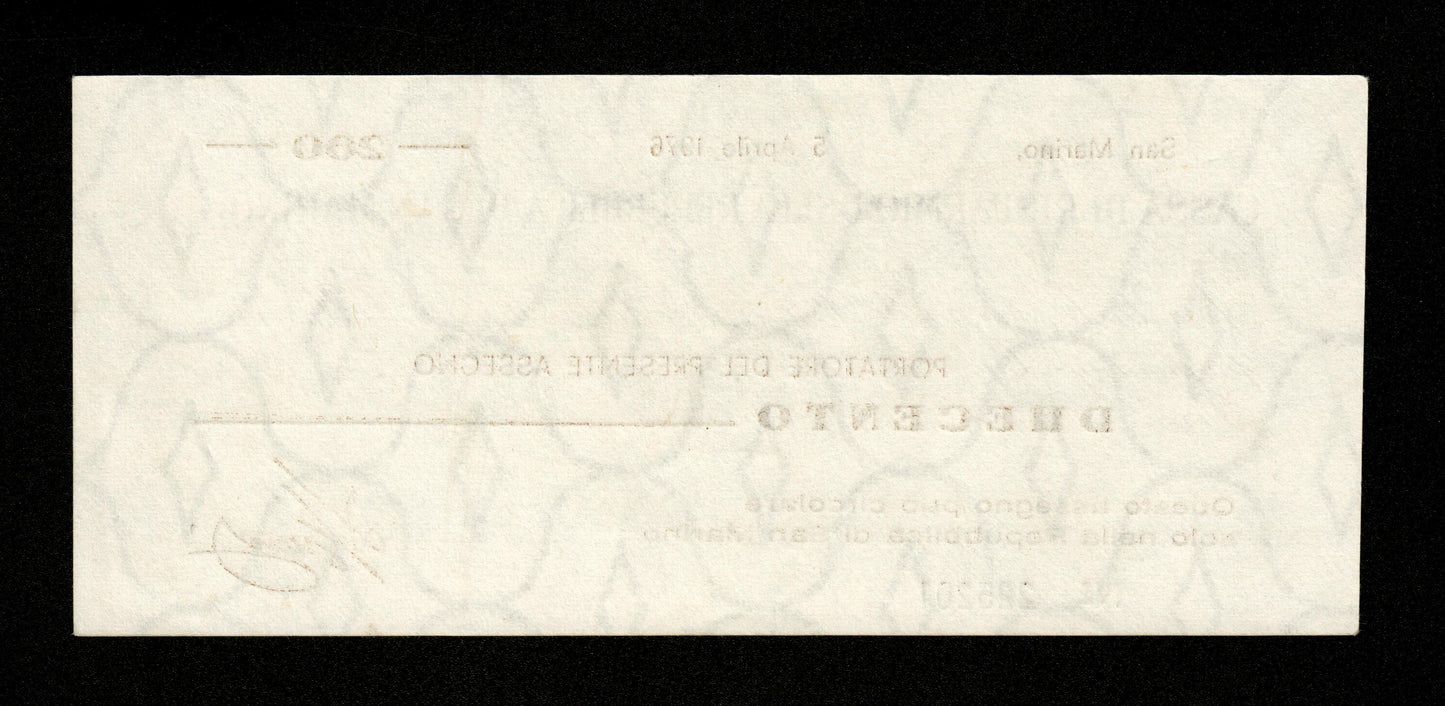 SAINT-MARIN - Repubblica di San Marino, 200 Lire 1976 Pick S102 pr.NEUF / UNC-