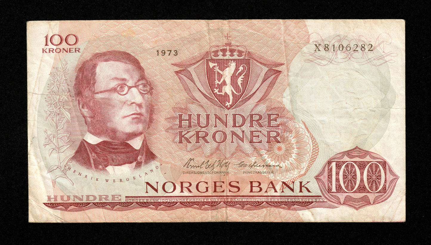 NORVÈGE - 100 Kroner 1973 Pick 38g TB / Fine