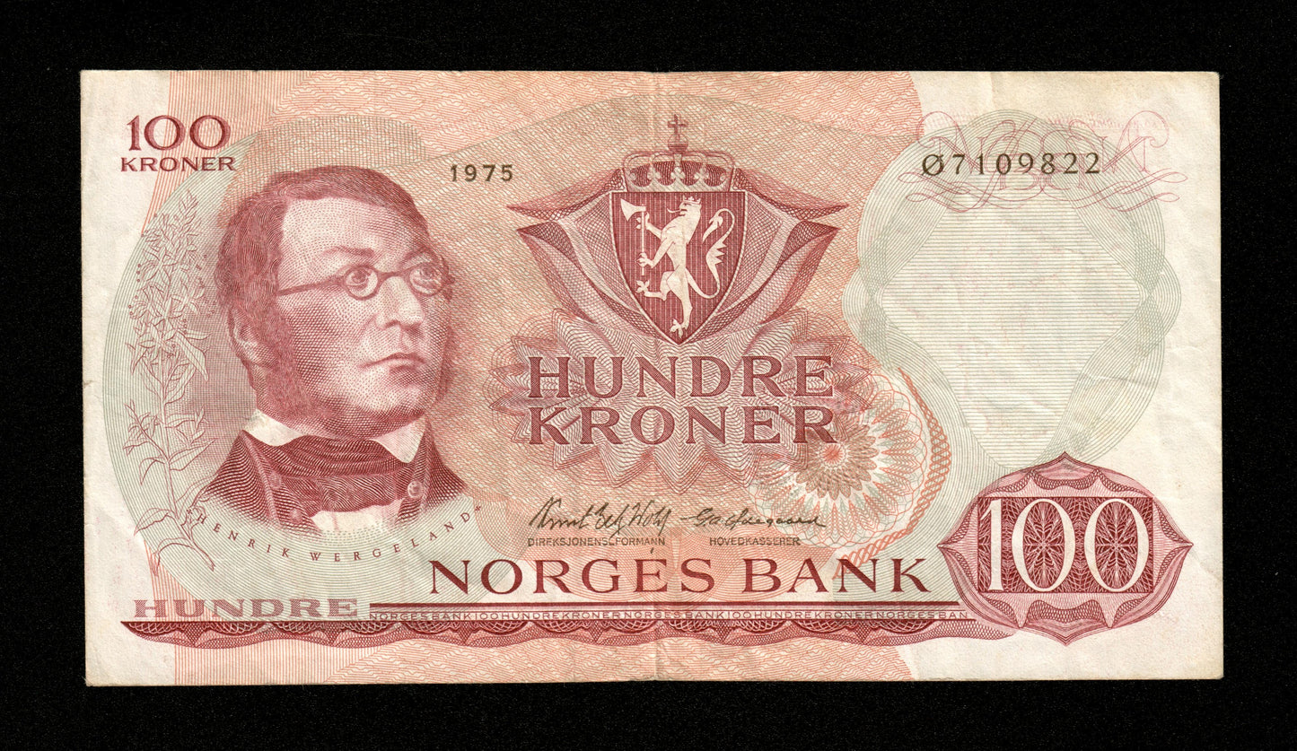 NORVÈGE - 100 Kroner 1975 Pick 38g TB+ / Fine+