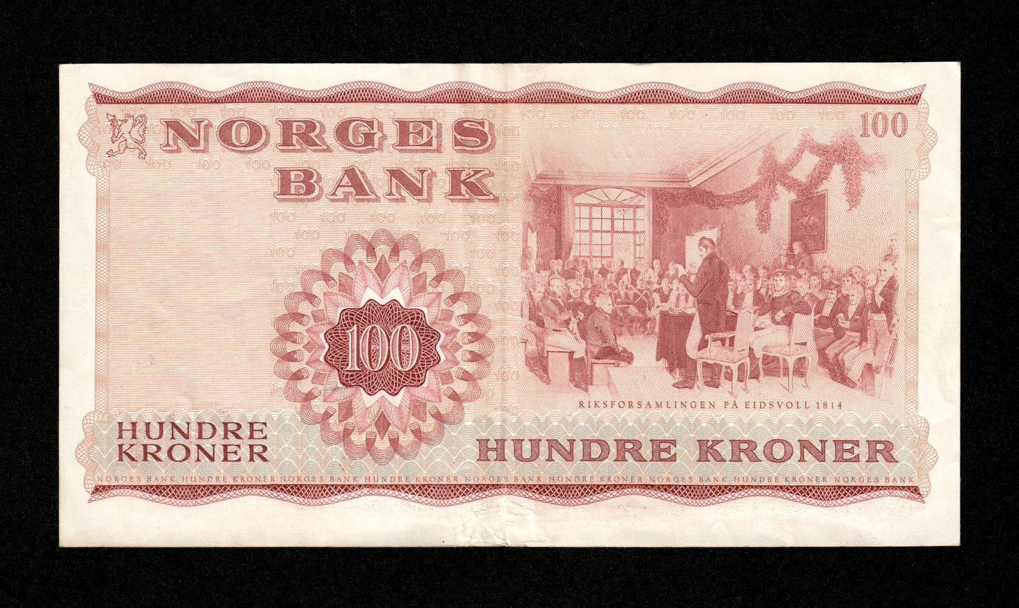 NORVÈGE - 100 Kroner 1977 Pick 38h TTB / VF