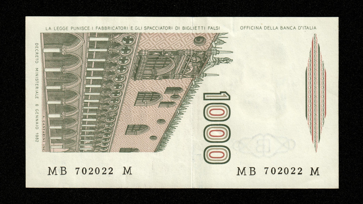 ITALIE - 1000 Lire 1982 Pick 109a Ciampi & Stevani SUP / XF