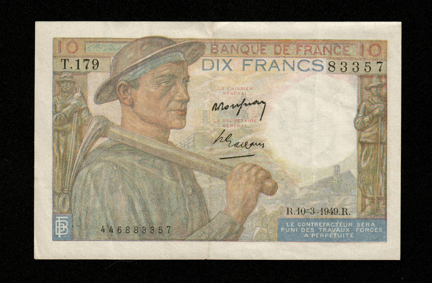 FRANCE - 10 Francs Mineur 1949 F.08.20 Pick 99f TTB / VF