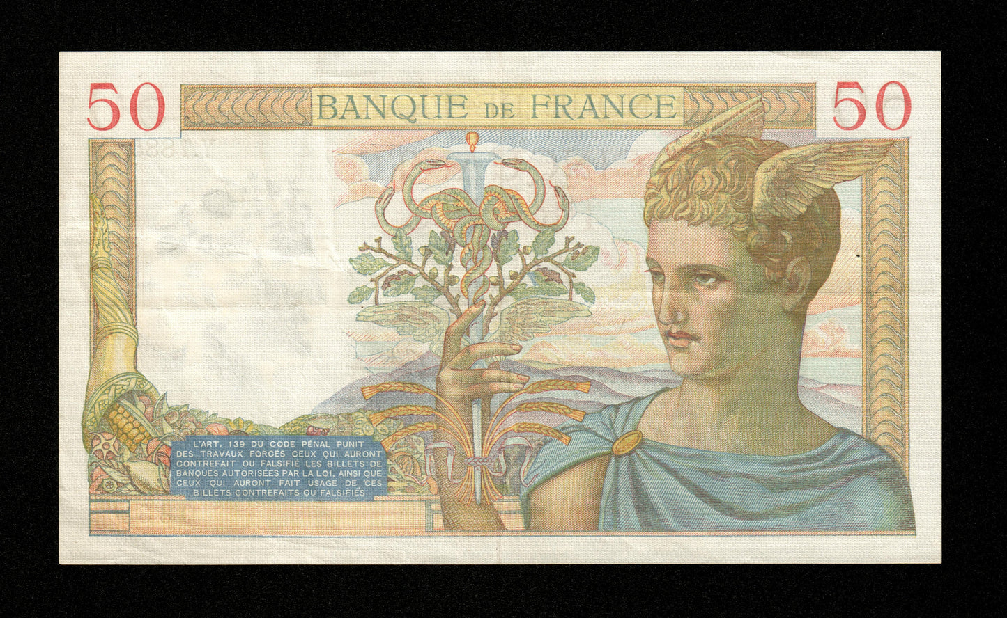 FRANCE - 50 Francs Cérès Modifié 1938 F.18.10 Pick 85b TTB / VF