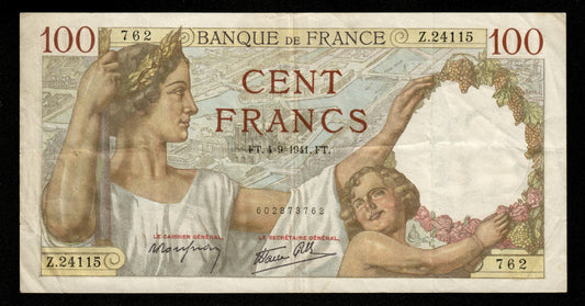 FRANCE - 100 Francs Sully 1941 F.26.57 Pick 94 TTB / VF
