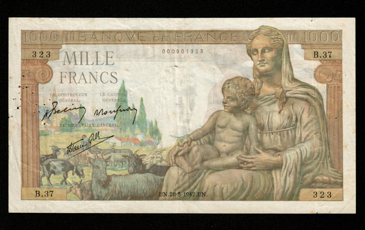 FRANCE - 1000 Francs Démeter 1942 F.40.01 Pick 102 TB / Fine