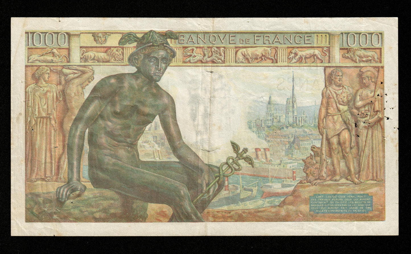 FRANCE - 1000 Francs Démeter 1942 F.40.01 Pick 102 TB / Fine