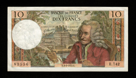 FRANCE - 10 Francs Voltaire 1972 F.62.54 Pick 147d TTB / VF