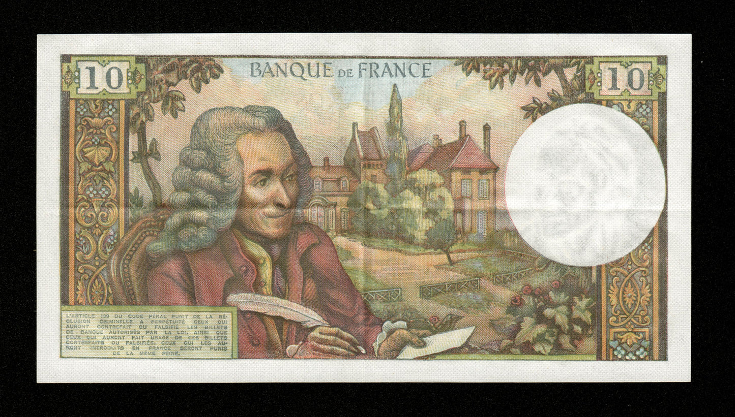 FRANCE - 10 Francs Voltaire 1972 F.62.55 Pick 147d SUP / XF