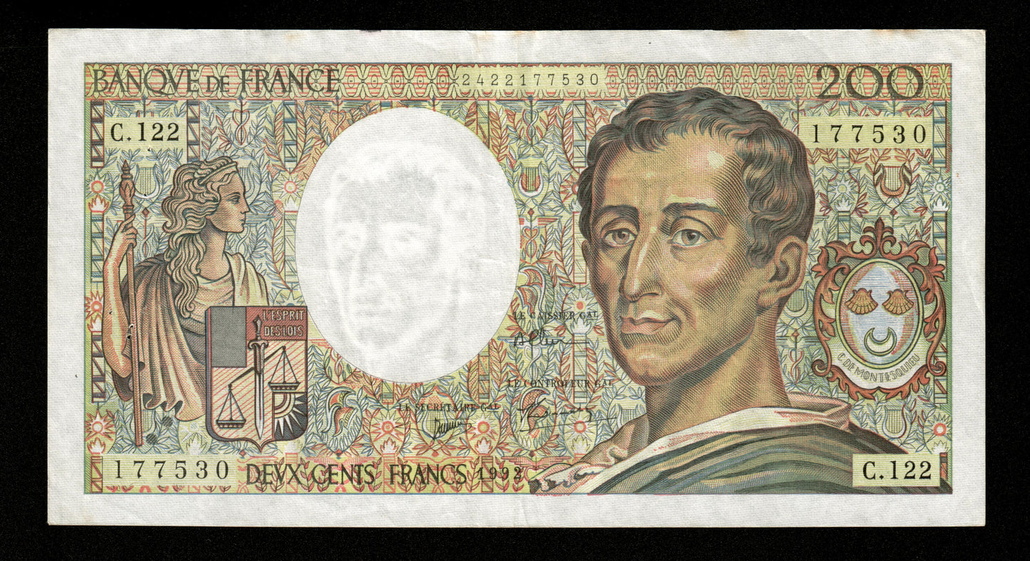 FRANCE - 200 Francs Montesquieu 1992 F.70.12b Pick 155e TTB / VF
