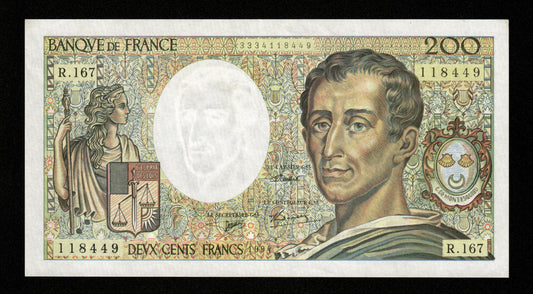 FRANCE - 200 Francs Montesquieu Modifié 1994 R.167 F.70/2.01 Pick 155f SUP / XF