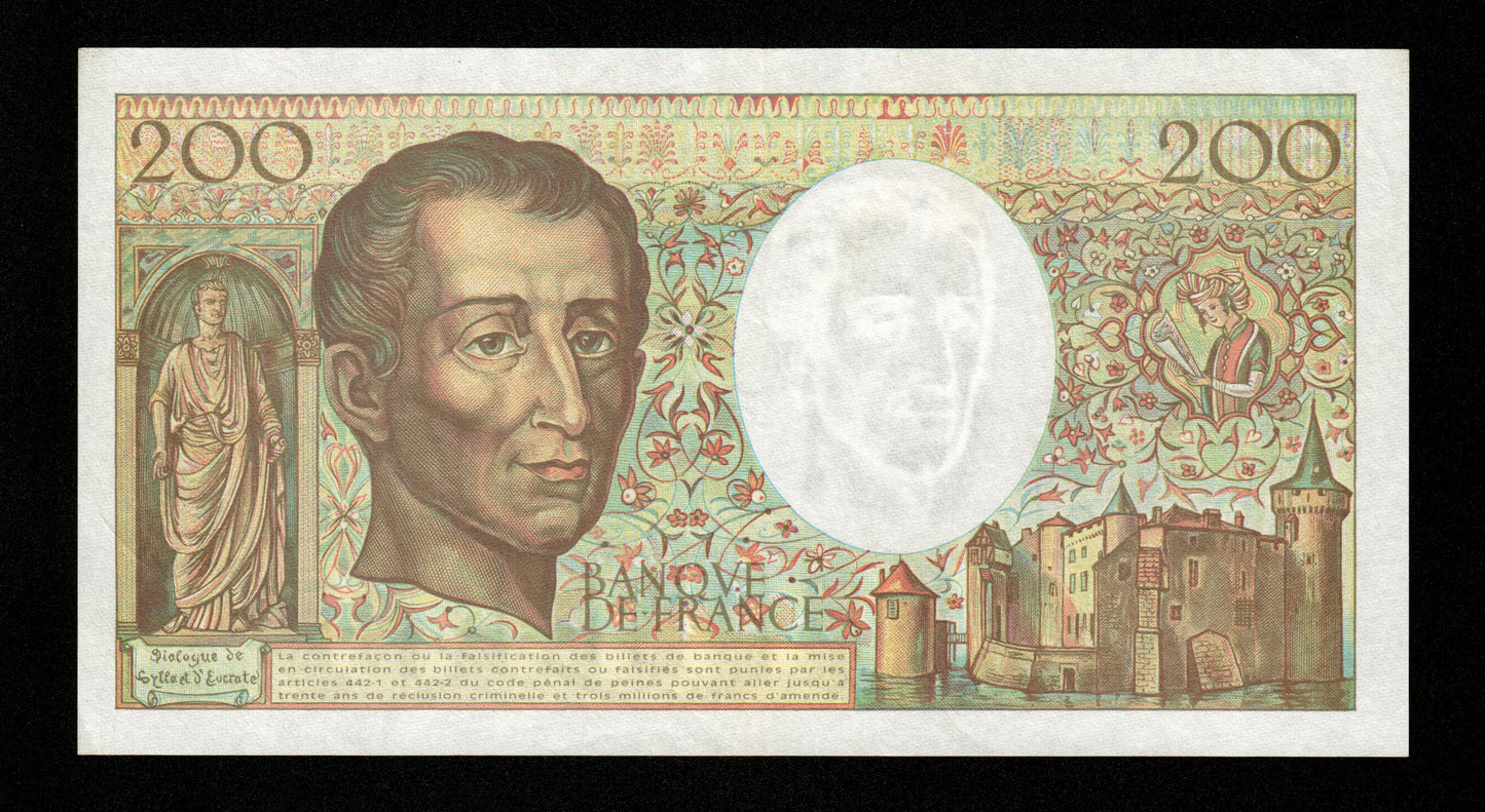 FRANCE - 200 Francs Montesquieu Modifié 1994 R.167 F.70/2.01 Pick 155f SUP / XF