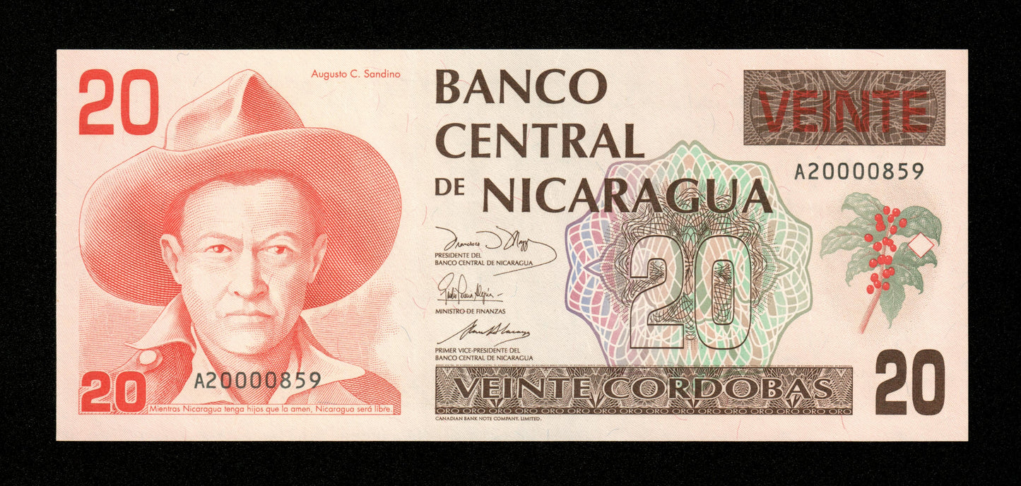 NICARAGUA - 20 Cordobas (1990) Pick 176 NEUF / UNC