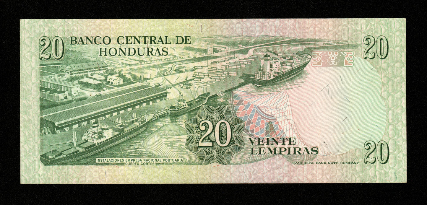 HONDURAS - 20 Lempiras 1989 Pick 65c pr.SPL / AU-