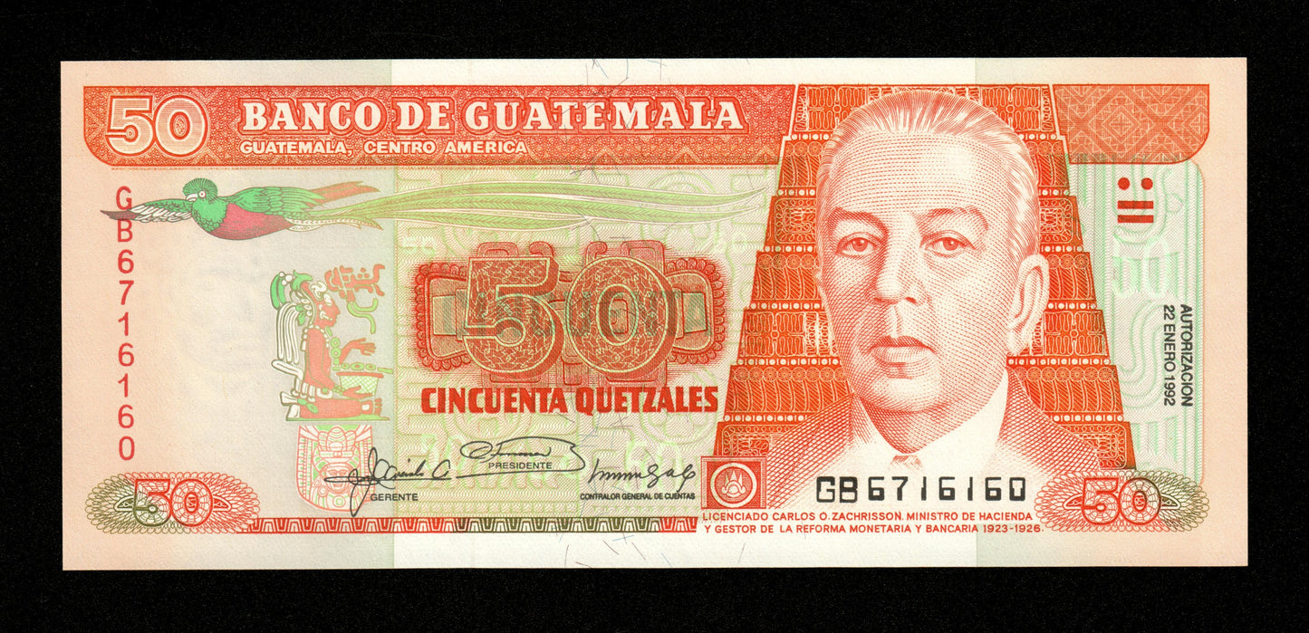 GUATEMALA - 50 Quetzales 1992 Pick 77c NEUF / UNC