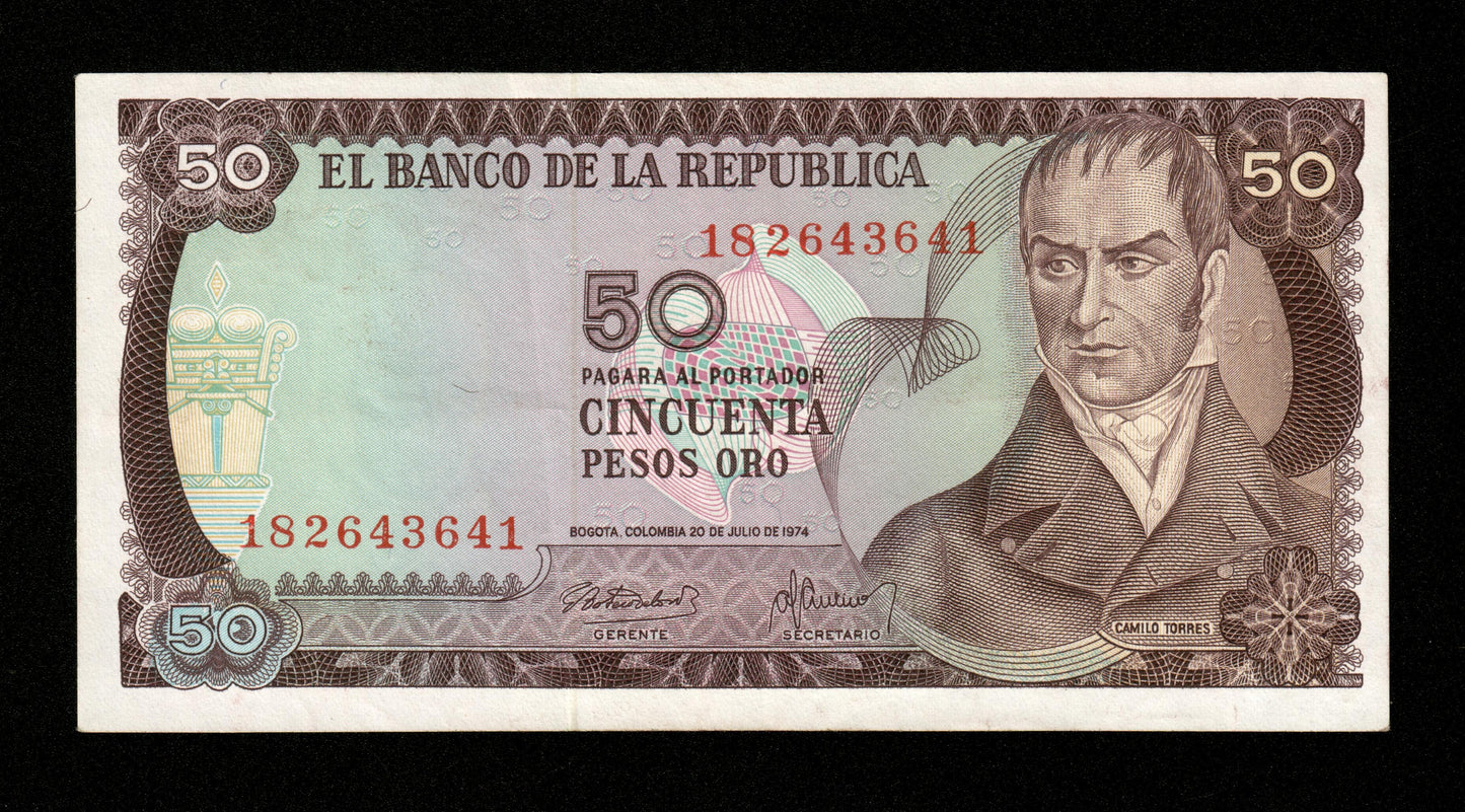 COLOMBIE - 50 Pesos Oro 1974 Pick 414 SUP / XF